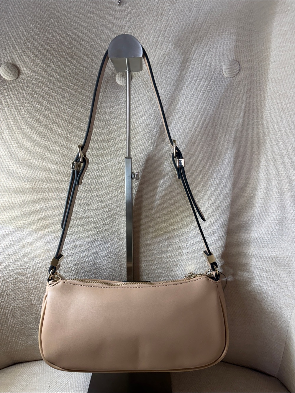 True Religion Beige Shoulder Bag with Silver Charm Chain - Picture 9 of 15